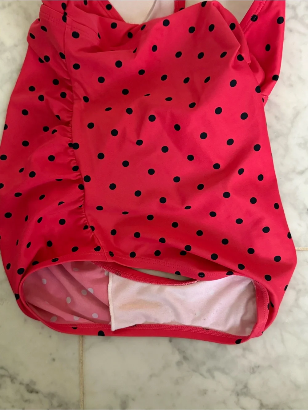Hot Pink Polka Dot Maternity Swimsuit Beach Bump One Piece Halter Bathing Suit S